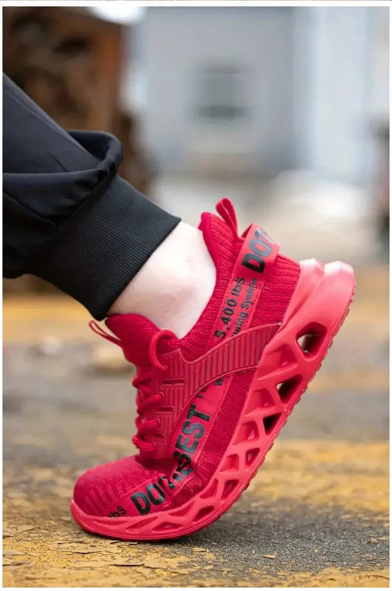 Dothebest anti-puncture safety shoes with steel toe cap.