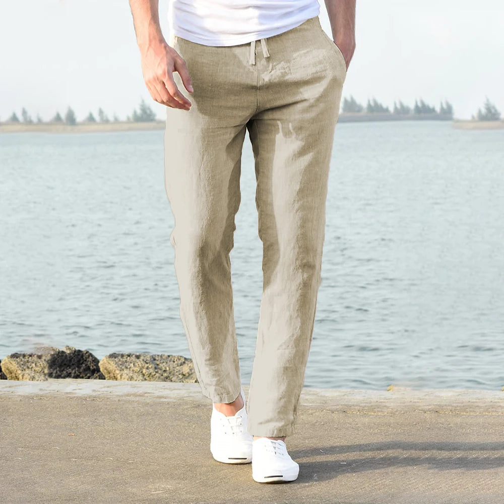 Men's linen and cotton trousers, autumn style.