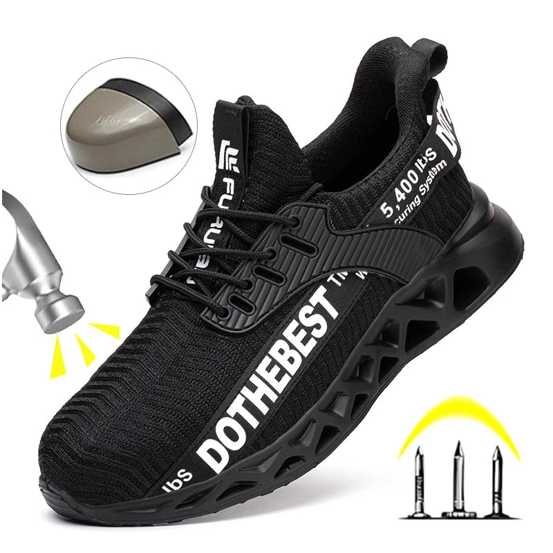 Dothebest anti-puncture safety shoes with steel toe cap.