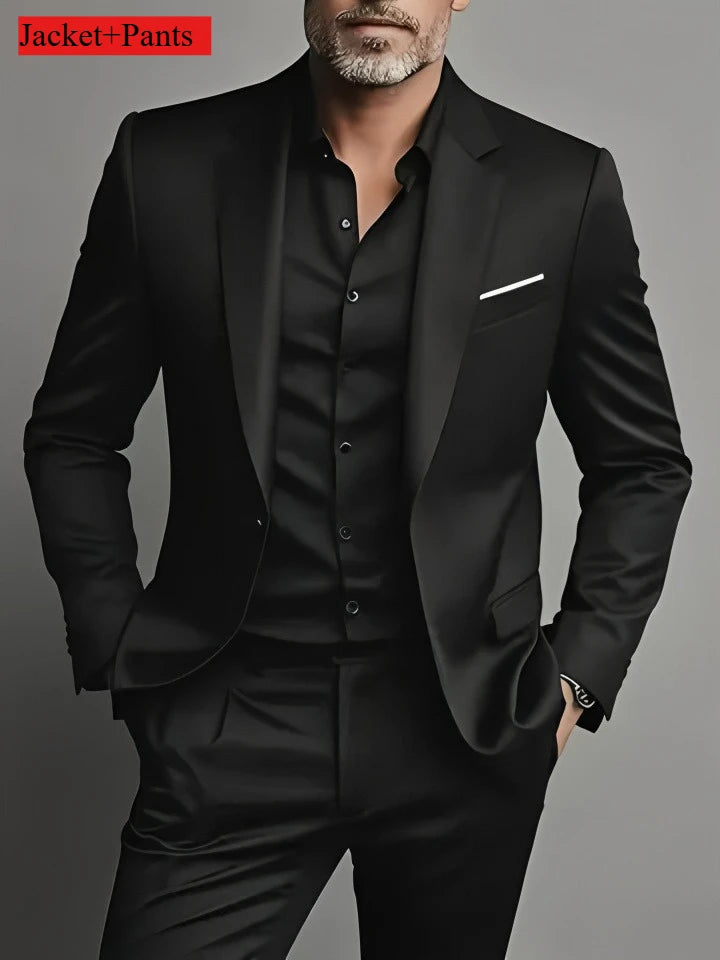 Men's Tuxedo Suit Slim Fit Formal Suit Wedding Black Suit Set Men UK
