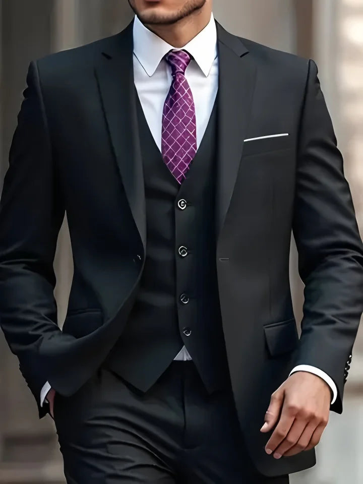 Men's Tuxedo Suit Slim Fit Formal Suit Wedding Black Suit Set Men UK