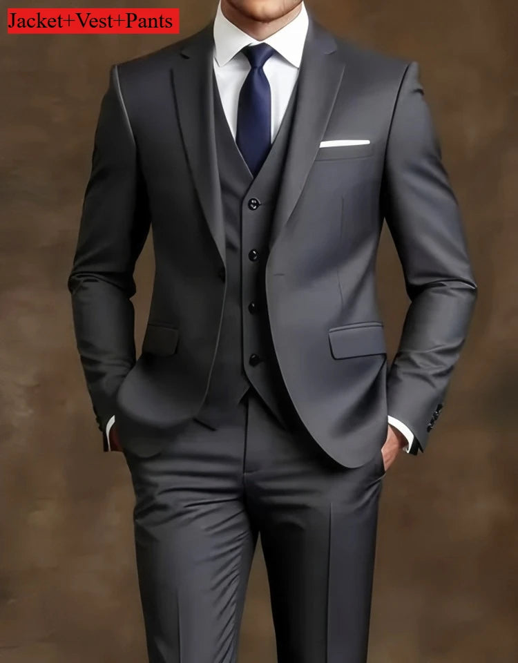 Men's Tuxedo Suit Slim Fit Formal Suit Wedding Black Suit Set Men UK