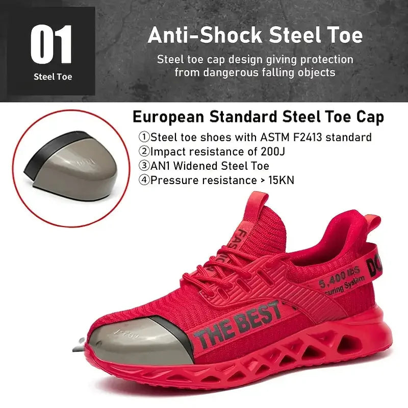 Dothebest anti-puncture safety shoes with steel toe cap.