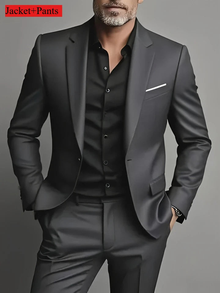 Men's Tuxedo Suit Slim Fit Formal Suit Wedding Black Suit Set Men UK