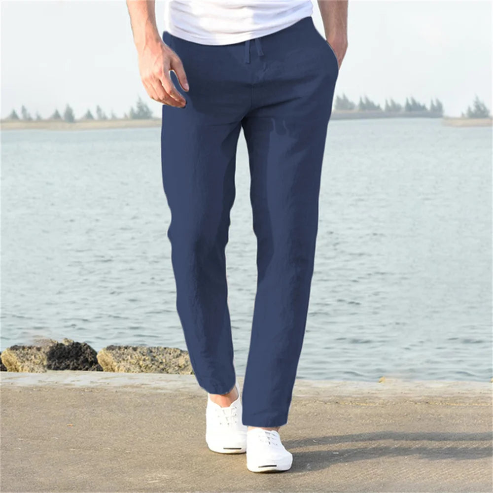 Men's linen and cotton trousers, autumn style.