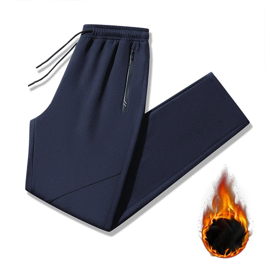 Windproof winter running pants with a thick fleece lining.