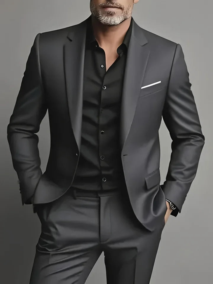 Men's Tuxedo Suit Slim Fit Formal Suit Wedding Black Suit Set Men UK