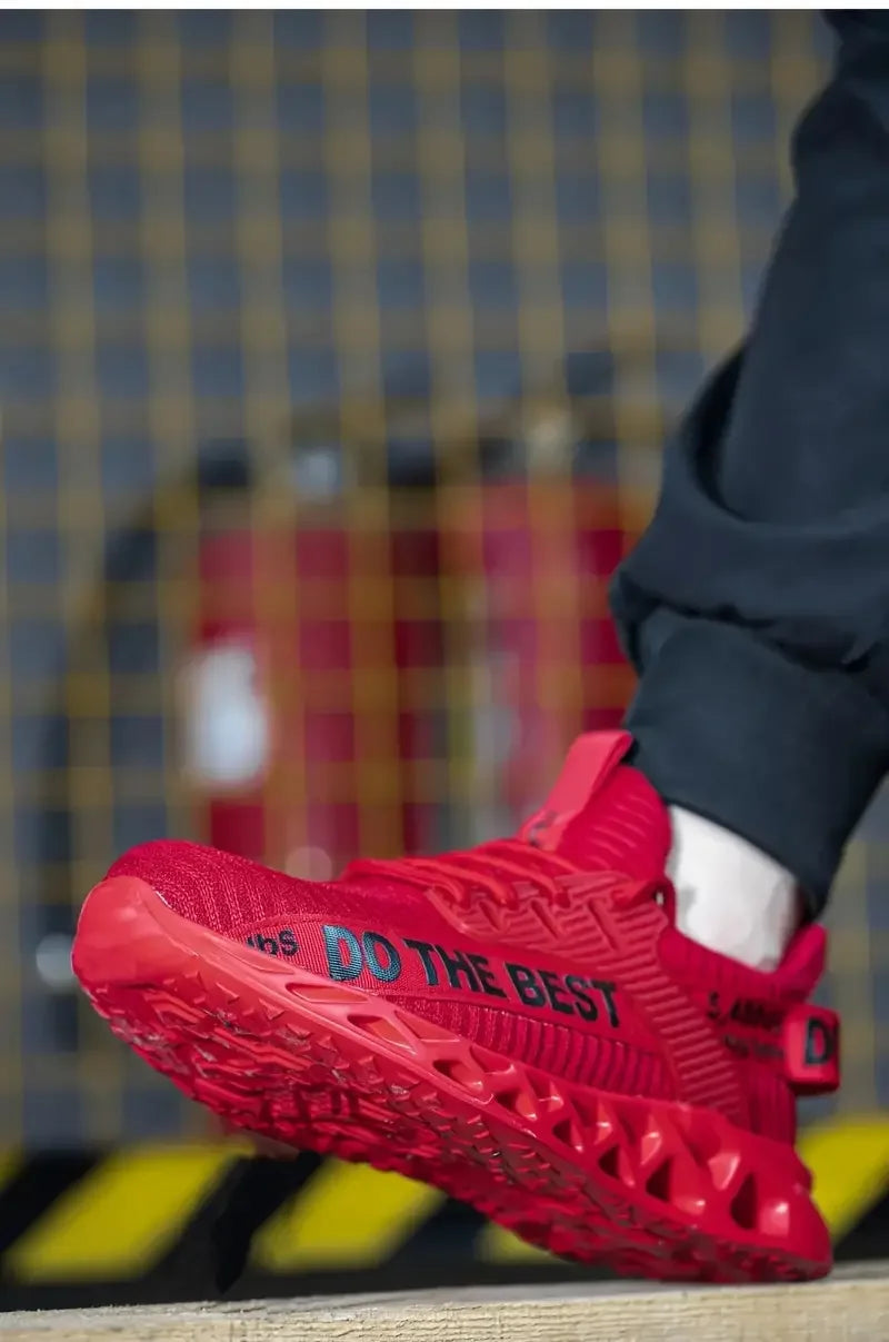 Dothebest anti-puncture safety shoes with steel toe cap.