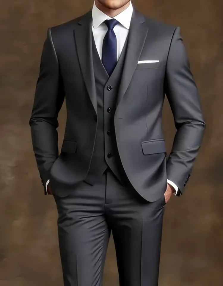 Men's Tuxedo Suit Slim Fit Formal Suit Wedding Black Suit Set Men UK