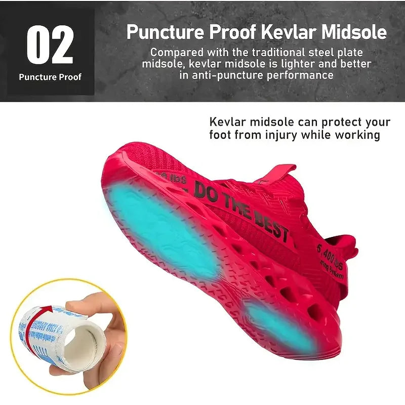 Dothebest anti-puncture safety shoes with steel toe cap.