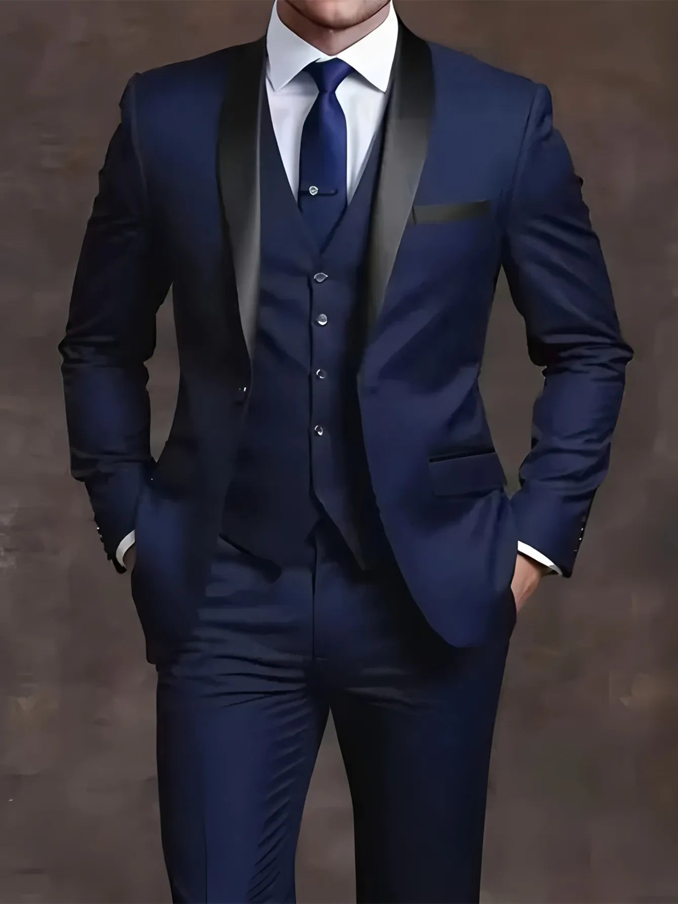 Men's Tuxedo Suit Slim Fit Formal Suit Wedding Black Suit Set Men UK