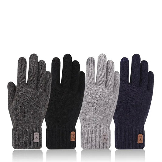 Men's warm winter gloves, touchscreen compatible and lined with fleece.