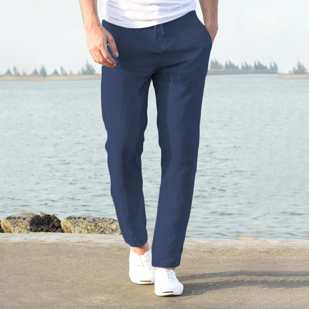 Men's linen and cotton trousers, autumn style.