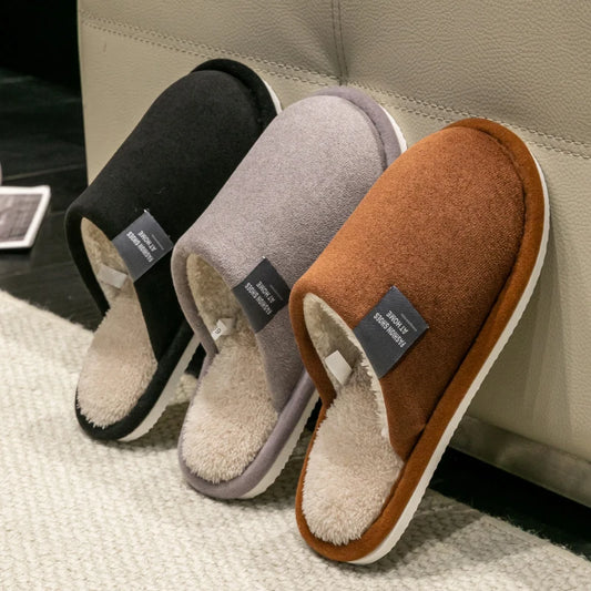 Men's winter slippers, non-slip, soft and comfortable, with a low heel.