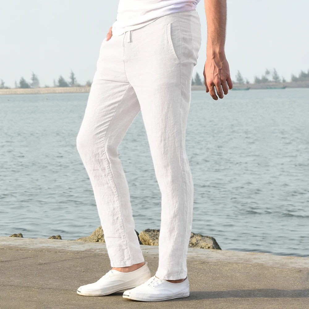 Men's linen and cotton trousers, autumn style.