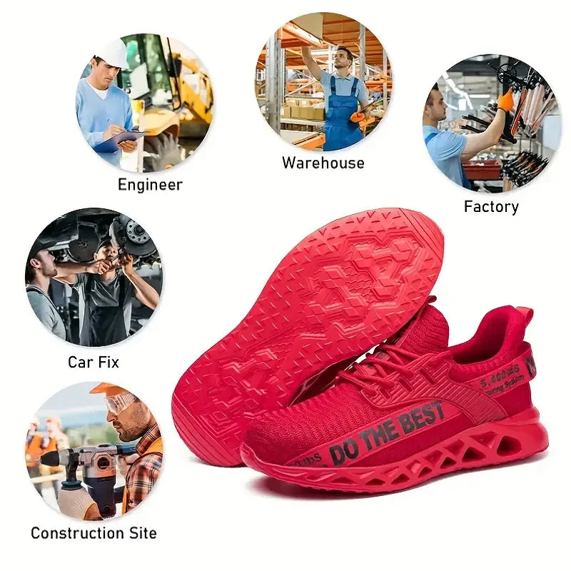 Dothebest anti-puncture safety shoes with steel toe cap.