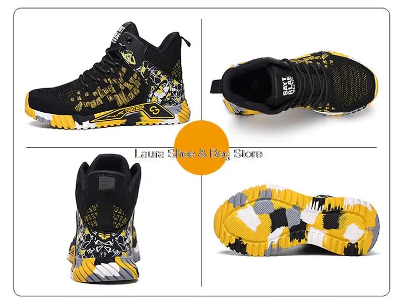 Men's high-top safety shoes with steel toe cap, impact resistant, indestructible and breathable.