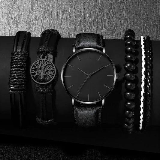Modern Men's Watch Set and 4 Luxury Leather Straps.