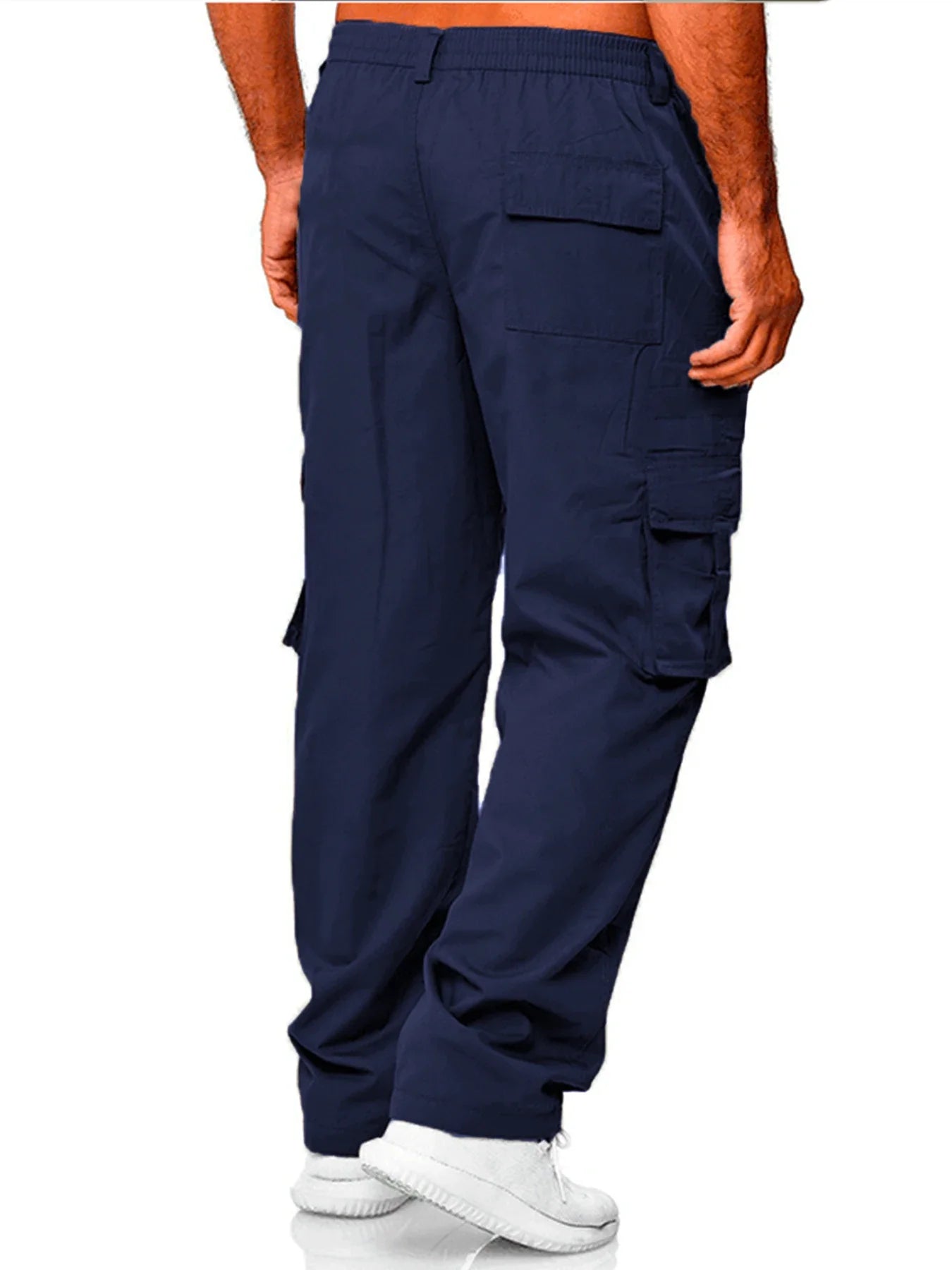 Men's cargo pants, sweatshirt style with multiple pockets.
