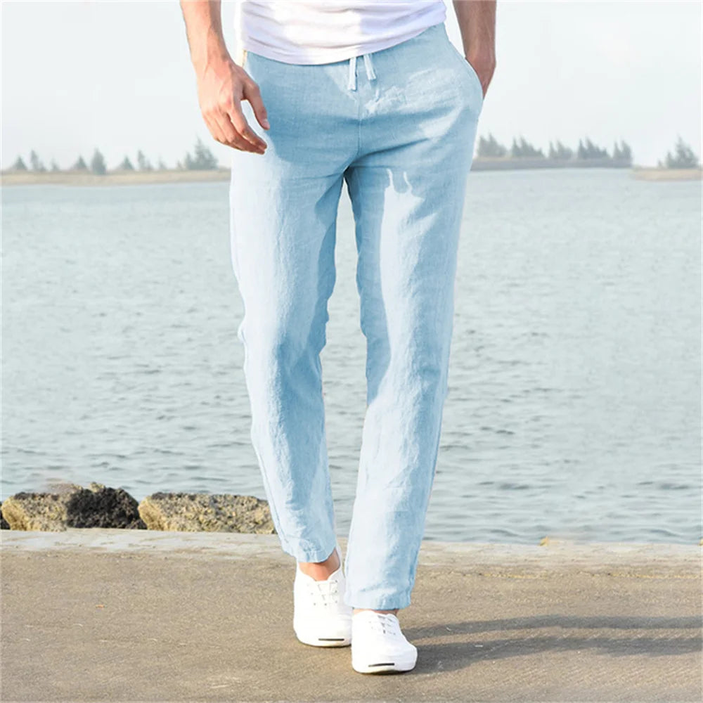 Men's linen and cotton trousers, autumn style.